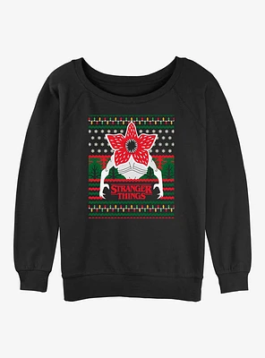 Stranger Things Demogorgon Ugly Sweater Girls Slouchy Sweatshirt