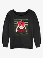 Stranger Things Demogorgon Ugly Sweater Girls Slouchy Sweatshirt