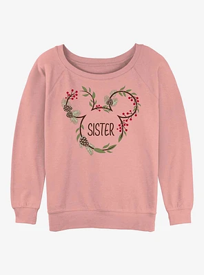 Disney Mickey Mouse Sister Xmas Ears Girls Slouchy Sweatshirt