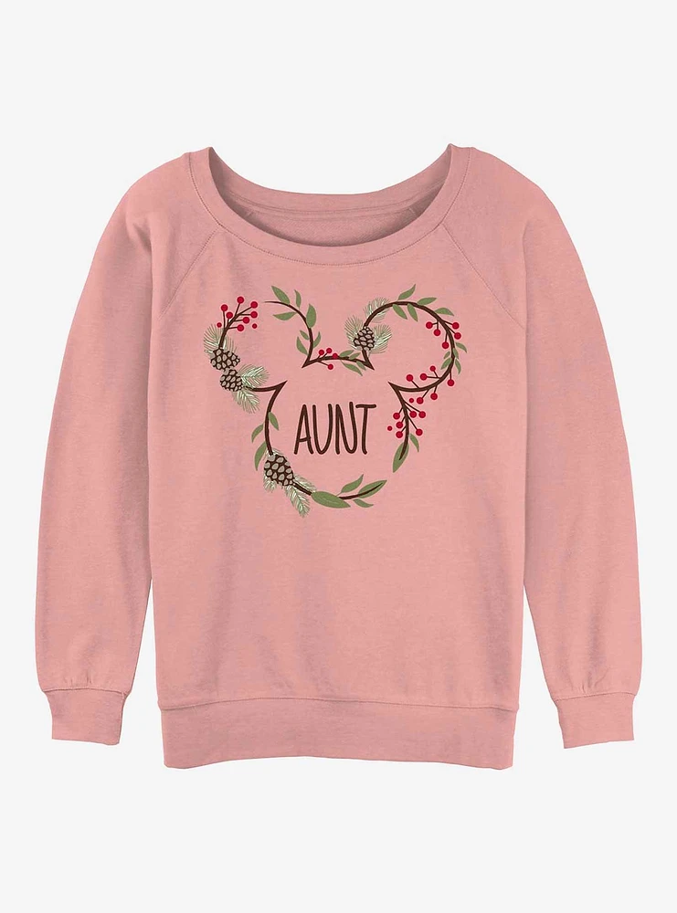 Disney Mickey Mouse Aunt Xmas Ears Girls Slouchy Sweatshirt