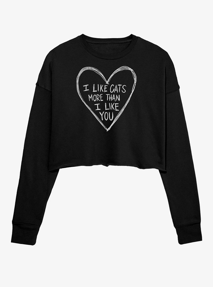 I Like Cats Girls Crop Sweatshirt