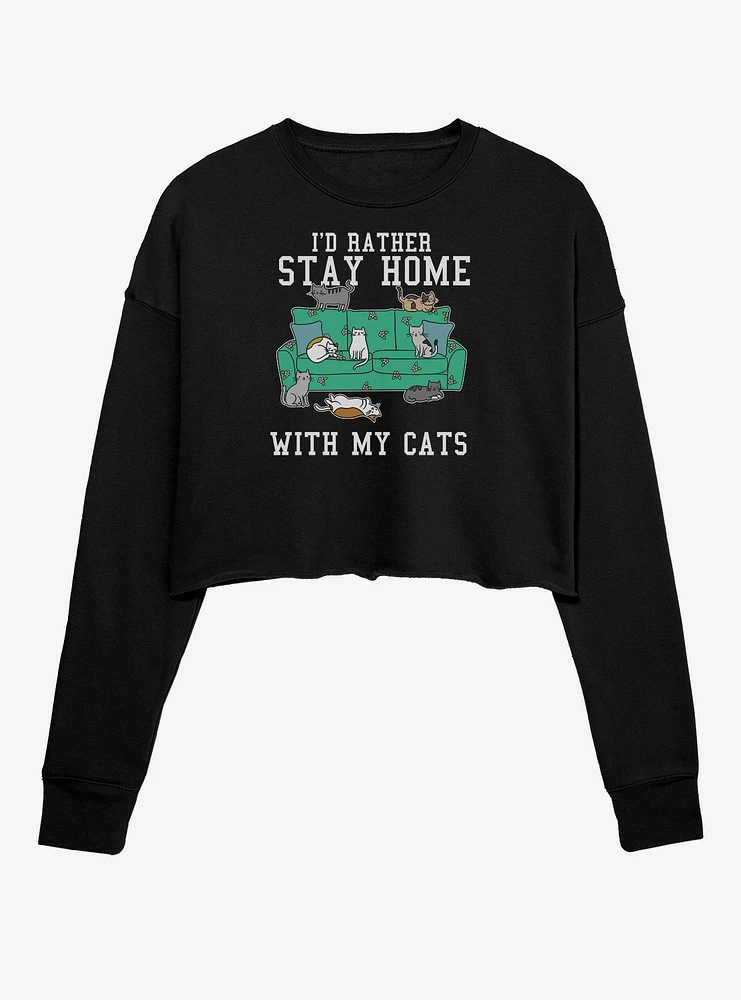 I'd Rather Stay Home Girls Crop Sweatshirt