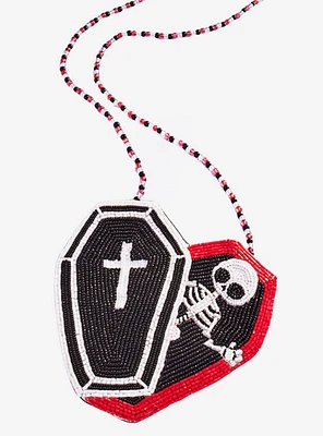 Skeleton Coffin Beaded Mini Crossbody Bag