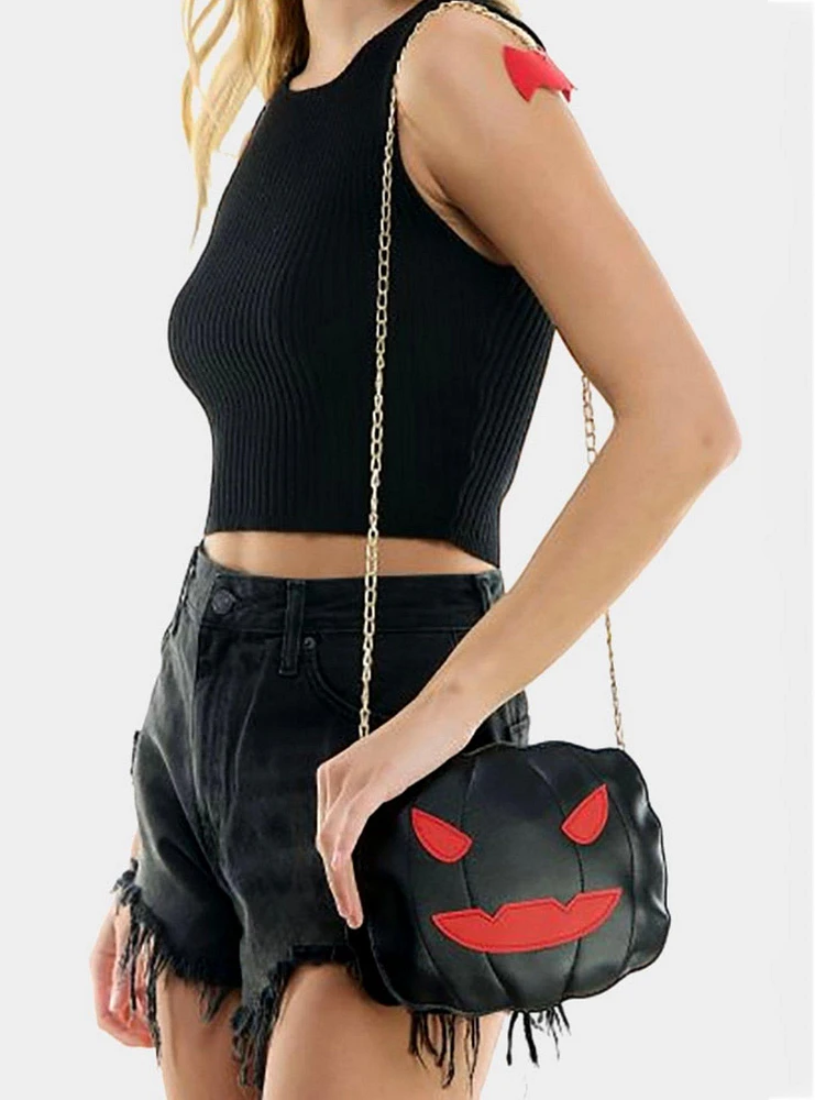 Pumpkin Skull Crossbody Bag