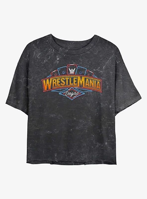 WWE Wrestlemania 41 Vegas Mineral Wash Girls Crop T-Shirt