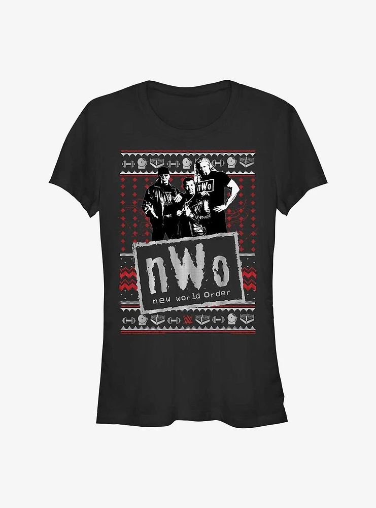 WWE NWO Ugly Sweater Pattern Girls T-Shirt