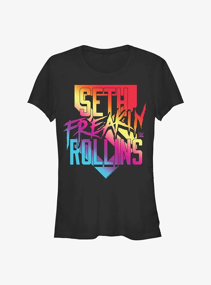 WWE Seth Freakin Rollins Multicolor Logo Girls T-Shirt