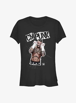 WWE CM Punk Cutout Portrait Girls T-Shirt