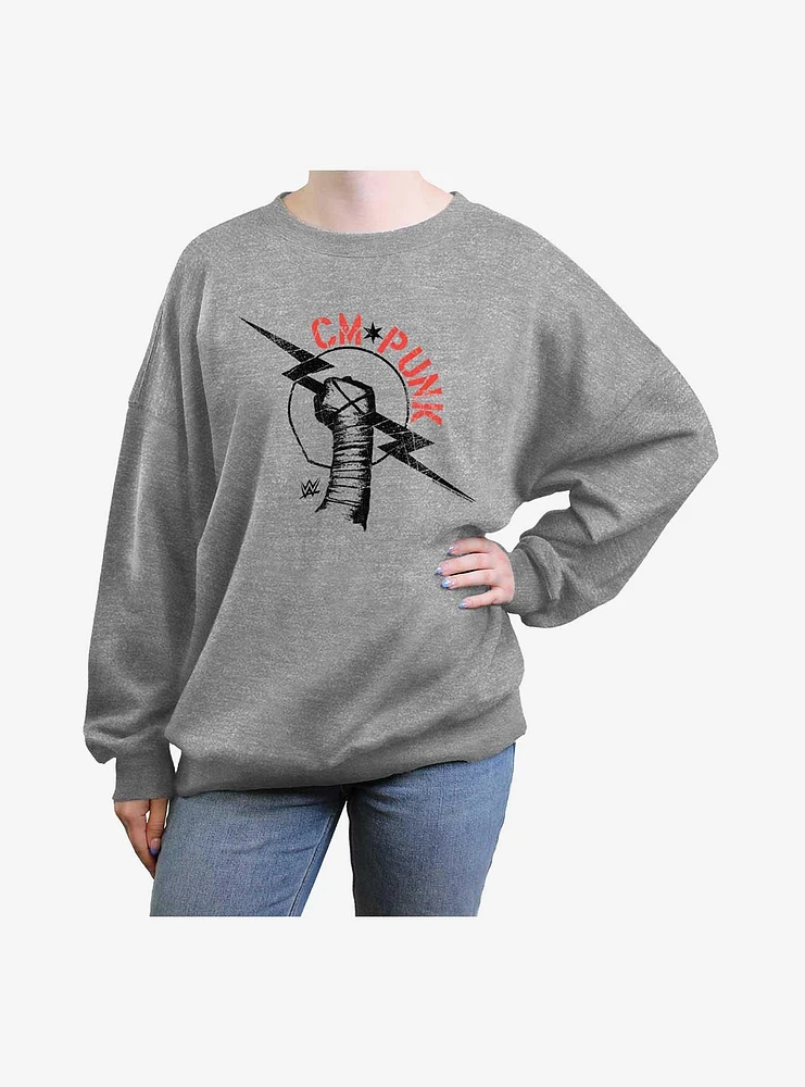 WWE CM Punk Lightning Bolt Icon Girls Oversized Sweatshirt