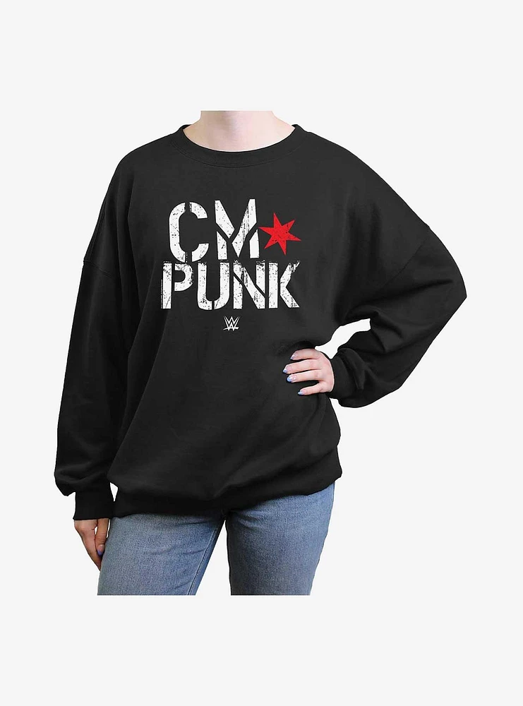 WWE CM Punk Logo Girls Oversized Sweatshirt