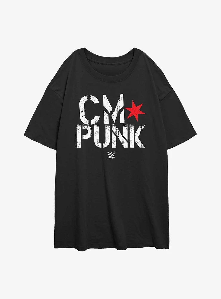 WWE CM Punk Logo Girls Oversized T-Shirt