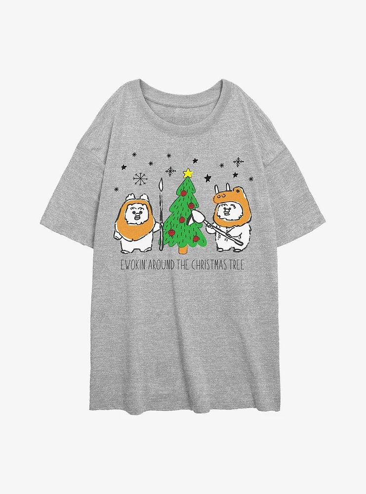 Star Wars Ewokin Around Xmas Tree Girls Oversized T-Shirt