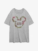 Disney Mickey Mouse Sister Xmas Ears Girls Oversized T-Shirt