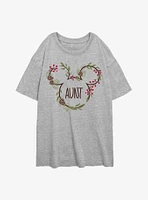 Disney Mickey Mouse Aunt Xmas Ears Girls Oversized T-Shirt