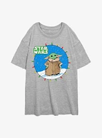 Star Wars The Mandalorian Snow Baby Lights Girls Oversized T-Shirt