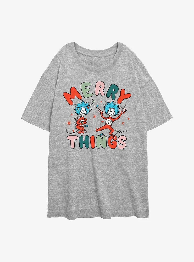 Dr. Seuss Merry Things Girls Oversized T-Shirt