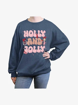 Dr. Seuss Holly And Jolly Girls Oversized Sweatshirt