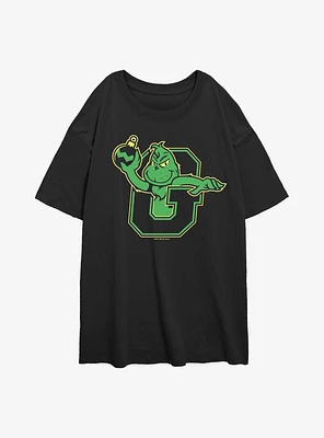 Dr. Seuss Collegiate Grinch Girls Oversized T-Shirt