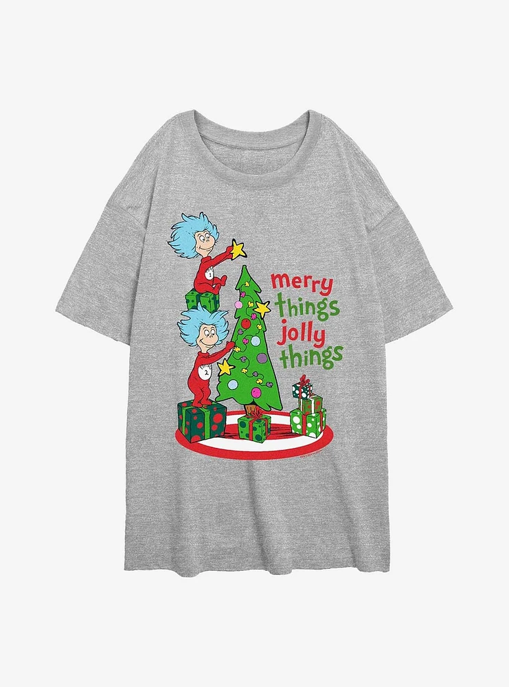 Dr. Seuss Merry Things Jolly Girls Oversized T-Shirt