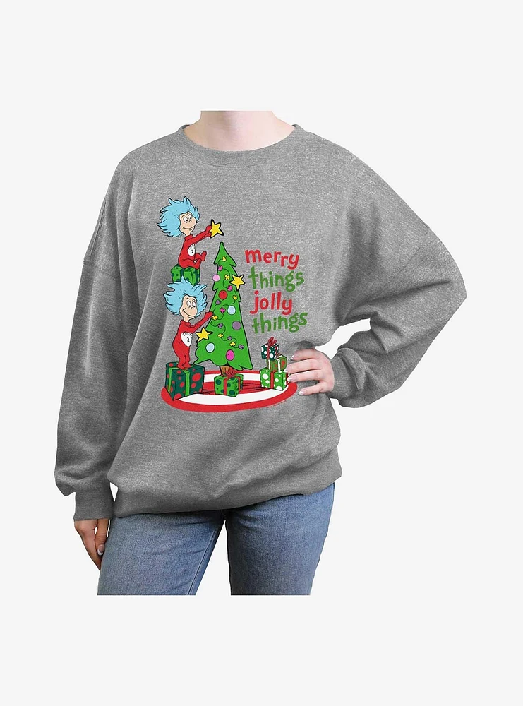 Dr. Seuss Merry Things Jolly Girls Oversized Sweatshirt