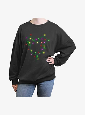 Disney Mickey Mouse Xmas Lite Strand Ears Girls Oversized Sweatshirt