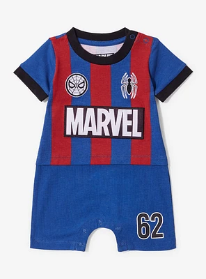 Marvel Spider-Man Striped Infant Soccer Jersey One-Piece — BoxLunch Exclusive