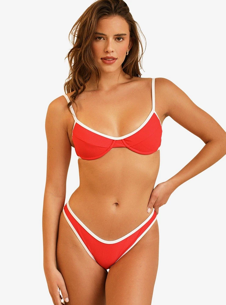 Dippin' Daisy's West Coast Underwire Swim Top Poppy White Rib