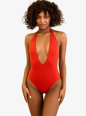 Dippin' Daisy's Cheryl Low Cut V-Neck Swim One Piece Poppy