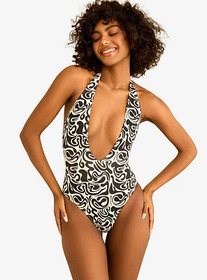 Dippin' Daisy's Cheryl Low Cut V-Neck Swim One Piece Mustang Wave