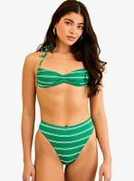 Dippin' Daisy's Seashore High Waist Cheeky Swim Bottom Green Moto Stripe