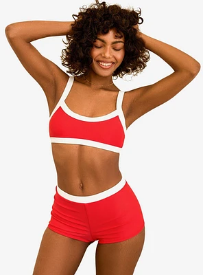 Dippin' Daisy's Farrah Elastic Waist Booty Short Poppy White Rib