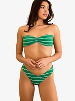 Dippin' Daisy's Angel Asymmetrical V-Cut Swim Bottom Green Moto Stripe