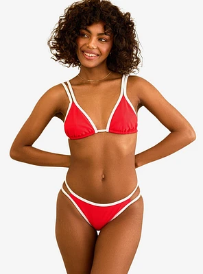 Dippin' Daisy's Cyrus Double Strap Swim Bottom Poppy White Rib