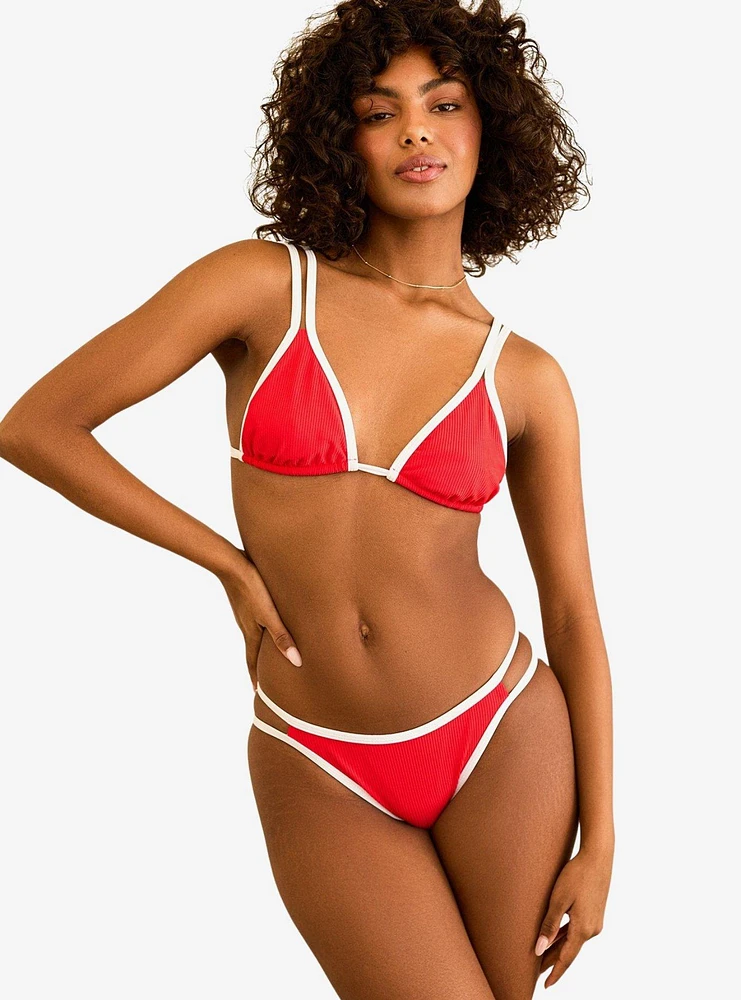 Dippin' Daisy's Billy Double Strap Swim Top Poppy White Rib