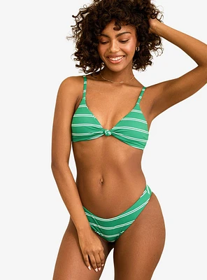 Dippin' Daisy's Zen Knotted Triangle Swim Top Green Moto Stripe