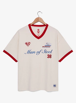 DC Comics Superman Man of Steel Embroidered Ringer V-Neck T-Shirt - BoxLunch Exclusive