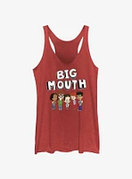 Big Mouth Logo And Characters Girls Raw Edge Tank