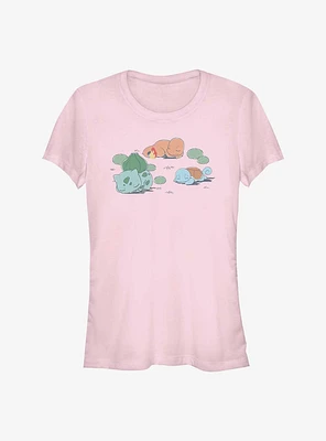 Pokemon Bulbasaur Charmander Squirtle Napping Girls T-Shirt