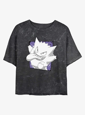 Pokemon Gengar Passing Through Girls Mineral Wash Crop T-Shirt