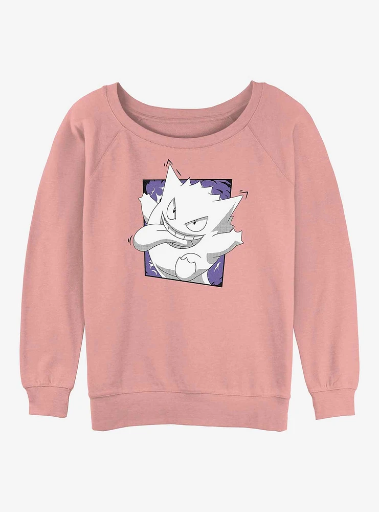 Pokemon Gengar Passing Through Girls Slouchy Sweatshirt