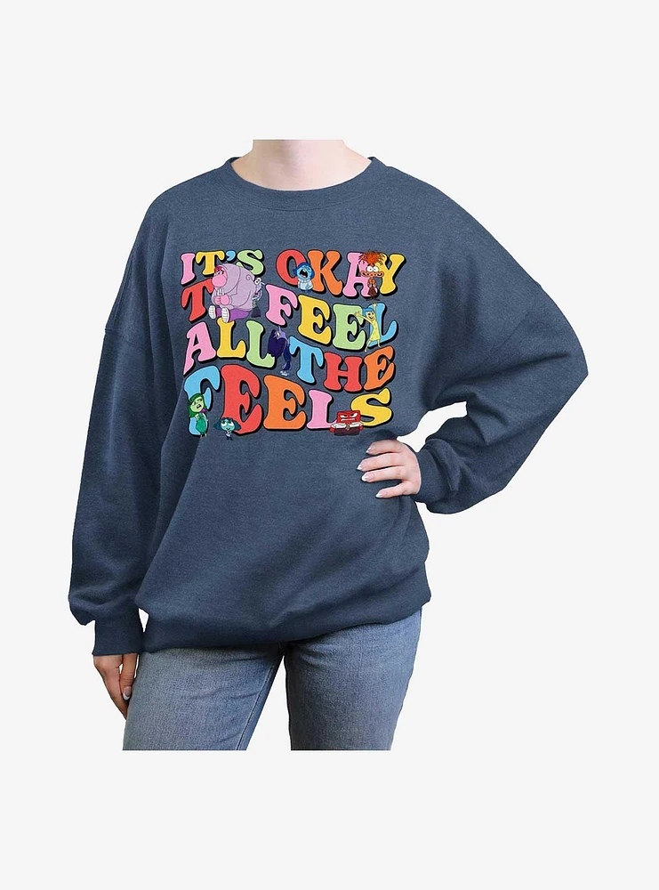 Disney Pixar Inside Out 2 Feel Everything Womens Oversized Sweatshirt