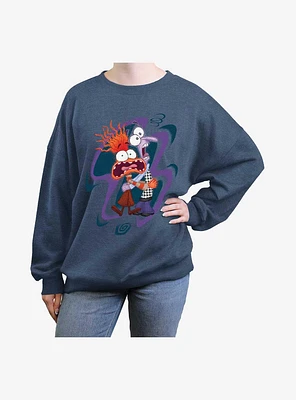 Disney Pixar Inside Out 2 Fear And Anxiety Womens Oversized Sweatshirt