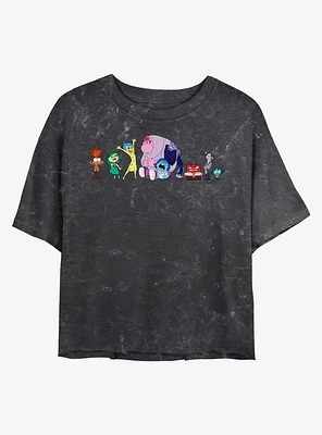 Disney Pixar Inside Out 2 All Emotions Womens Mineral Wash Crop T-Shirt