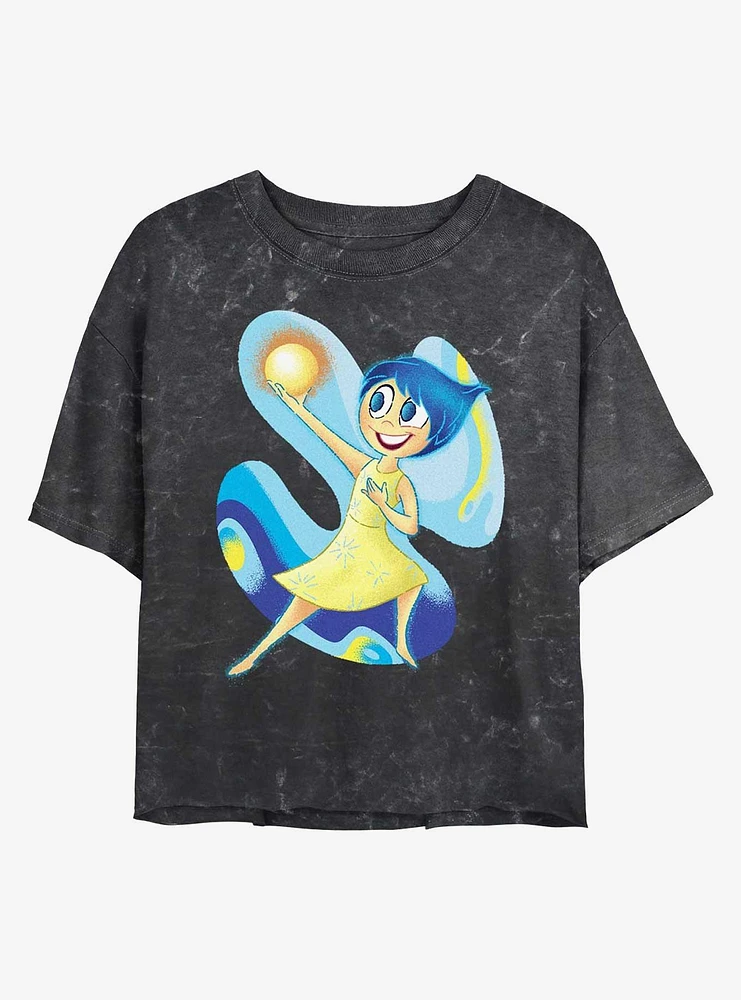 Disney Pixar Inside Out 2 Happy Memories Womens Mineral Wash Crop T-Shirt