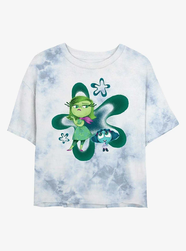 Disney Pixar Inside Out 2 Envy And Disgust Womens Tie-Dye Crop T-Shirt