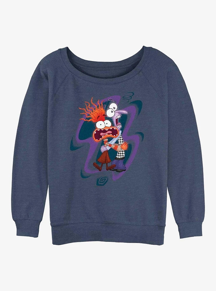 Disney Pixar Inside Out 2 Fear And Anxiety Womens Slouchy Sweatshirt