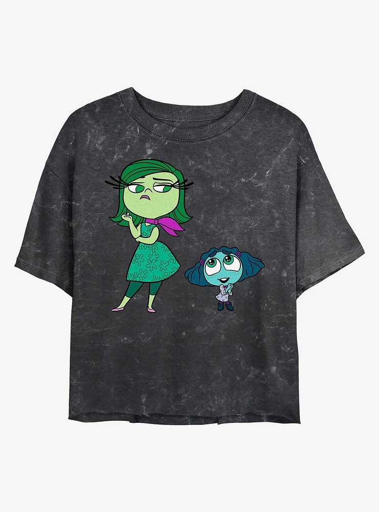 Disney Pixar Inside Out 2 Cute Envy And Disgust Womens Mineral Wash Crop T-Shirt