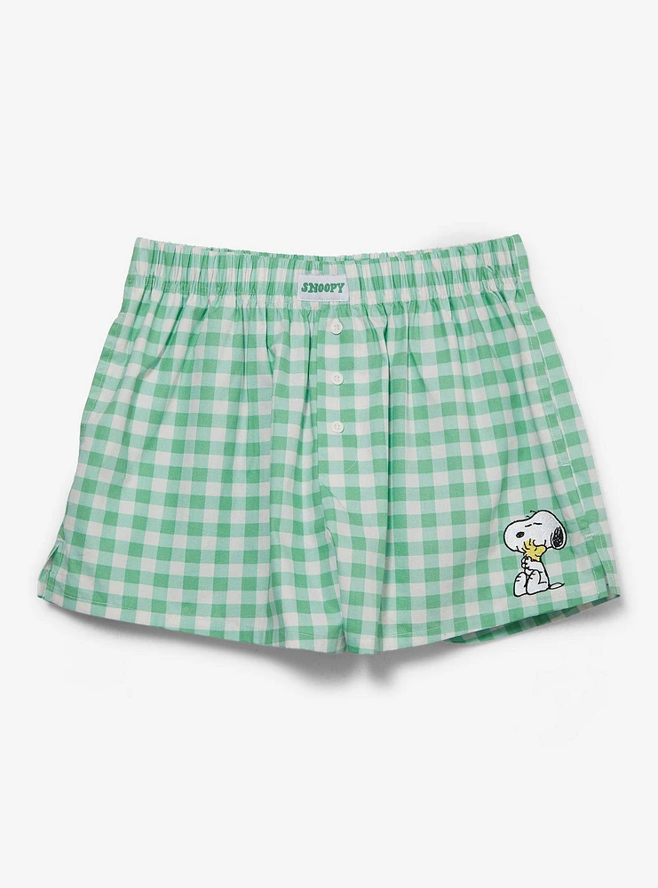 Peanuts Snoopy & Woodstock Gingham Women's Boxer Shorts