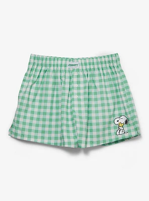 Peanuts Snoopy & Woodstock Gingham Women's Boxer Shorts