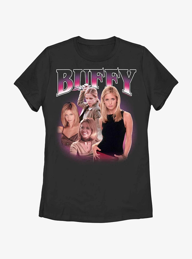 Buffy The Vampire Slayer Y2K Montage Womens T-Shirt